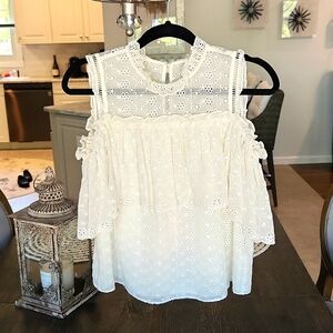 REBECCA TAYLOR Silk Eyelet Blouse